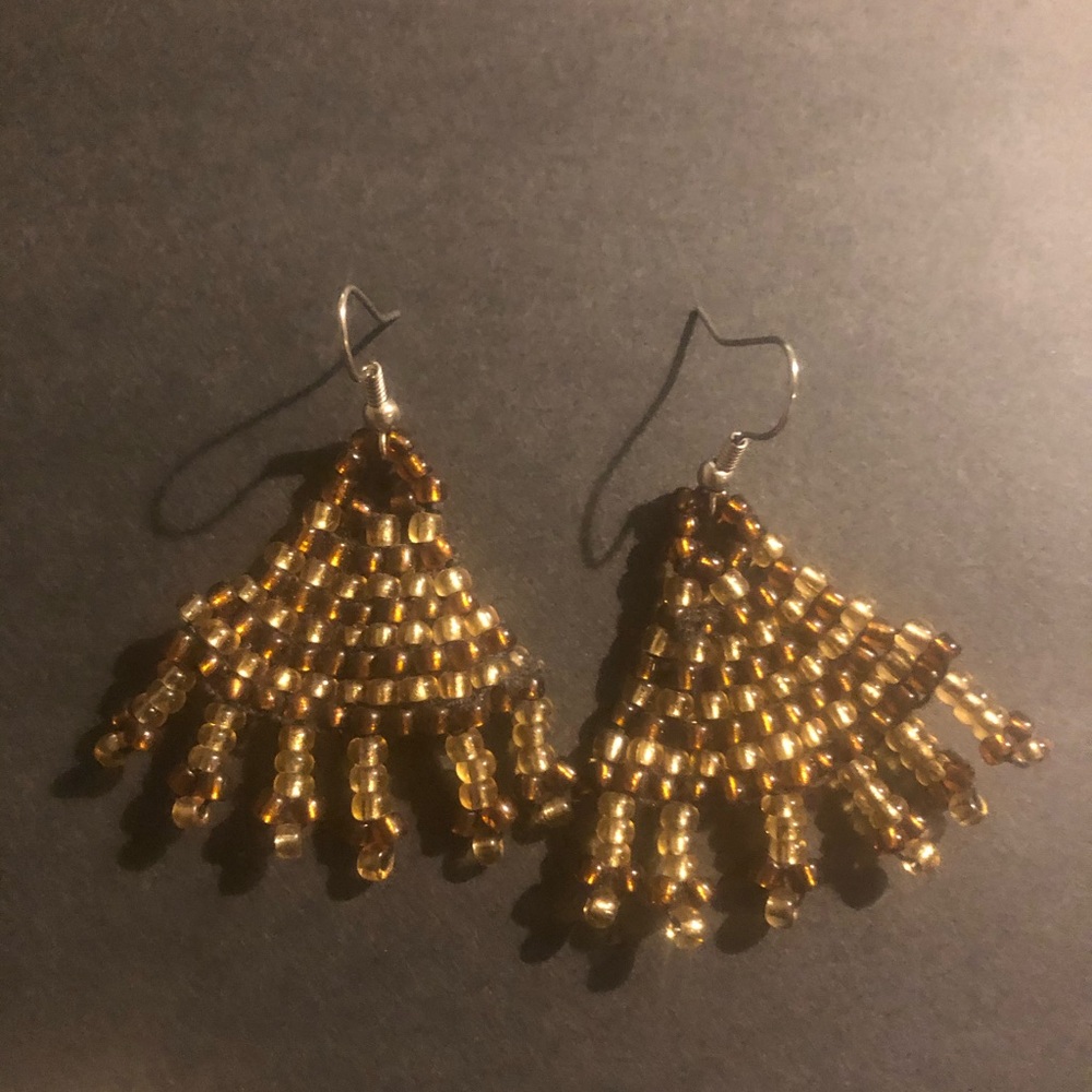 Handmade Brown and Gold Colored Earrings